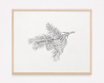 Pine Tree Artwork, Pine Tree Print, Winter Tree Print, Pine Tree Wall Decor, Printable Wall Art Holiday, Pine Tree Art Print
