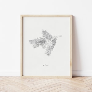 Pine Tree Wall Art, Pine Art, Branch Wall Art, Pine Print, Pine Cone Art, Pine Tree Wall Decor, Winter Printable Art, Holiday Printables
