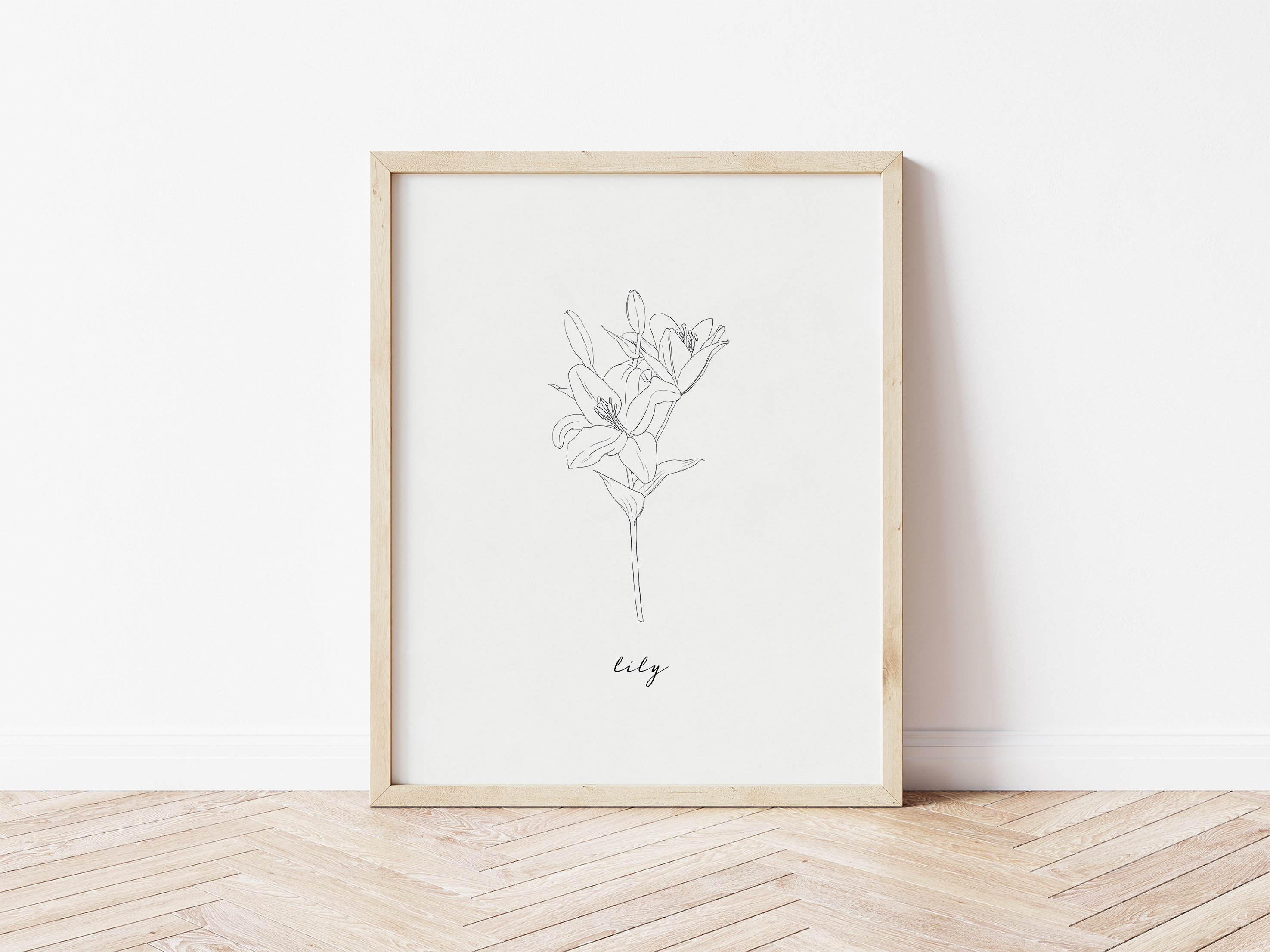 Lily Floral Art Print | Floral Line Drawing | Printable Wall Art ...