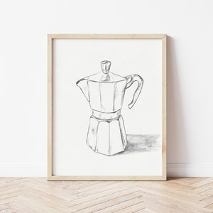 Moka Pot Print, Moka Pot Wall Art, Coffee Artwork, Coffee Bar Art Print, Espresso Wall Art, Moka Pot Poster, Coffee Bar Art Printable