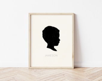 Silhouette Porträt Kinder, Benutzerdefinierte Porträt Baby, Silhouette Porträtdatei, Profil Silhouette, Benutzerdefinierte Familienporträt Schwarzweiß