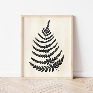 Fern Leaf Wall Art, Neutral Botanical Wall Prints, Fern Print Black, Botanical Prints Download, Fern Art Print, Modern Farmhouse Wall Art