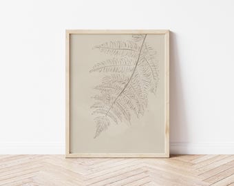 Sepiafarn Kunstdruck: Vintage Beige Pflanzenbild (Digital Download)