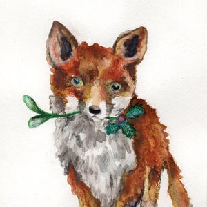 Foxy, foxy, renard, świąteczny, Boże Narodzenie, Xmas Oryginalna wydrukowana kartka z pozdrowieniami, Gospodarstwo, małe gospodarstwo we Francji, podwórko, zwierzę, sztuka przyrodnicza
