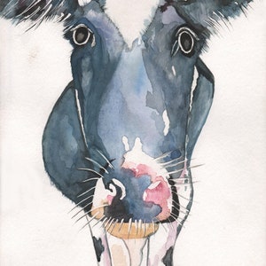 Cow gift card, blank inside, fine art print of original water colour image 1
