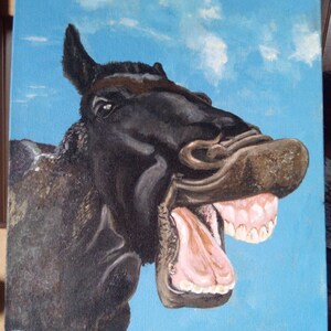 Meet Fred, hand painted horse by commission. Pony, equestrian, homestead, smallholding, farm, acrylic art, commissions, gift, present