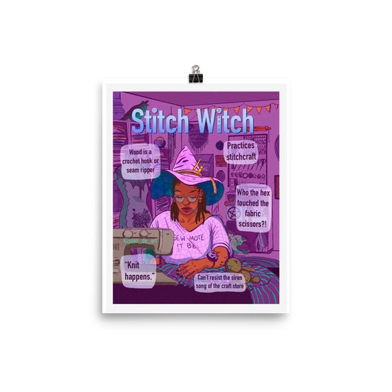 Stitch Witch Print/stitch Witch Wall Decor/stitch Witch Etsy