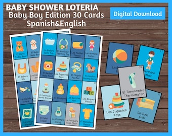 baby shower loteria 30 cards spanish english loteria cards etsy
