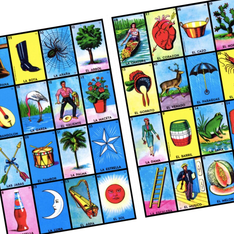 50 Loteria Cards4x4 Game Boards Digital File Instant Etsy