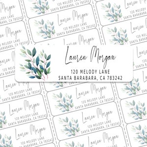 Greenary Watercolor Leaves Address Labels for Envelopes, Personalized Address Labels,Address Labels, Return Label, Wedding Label D-18