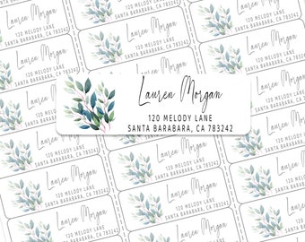 Greenary Watercolor Leaves Address Labels for Envelopes, Personalized Address Labels,Address Labels, Return Label, Wedding Label D-18