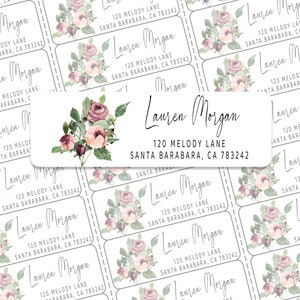 Elegant Roses Address Labels for Envelopes, Personalized Address Labels,Clear & White Address Labels, Wedding Address Labels D-14