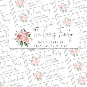 Floral Address Labels for Envelopes, Personalized Address Labels,Clear & White Address Labels, Wedding Address Labels D-10