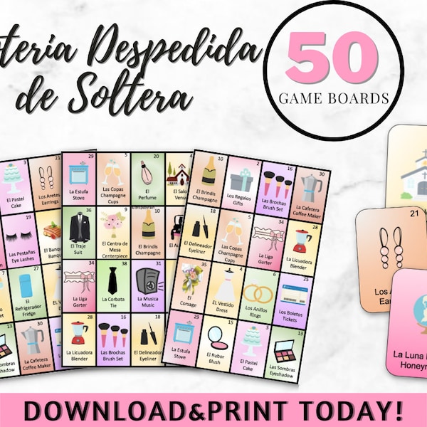 Despedida de Soltera Loteria 50 Karten