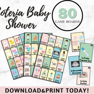 Baby Shower Loteria  80 Cards Spanish-English/Loteria Cards / Mexican Baby Shower / Baby Loteria / juegos baby shower / juegos español