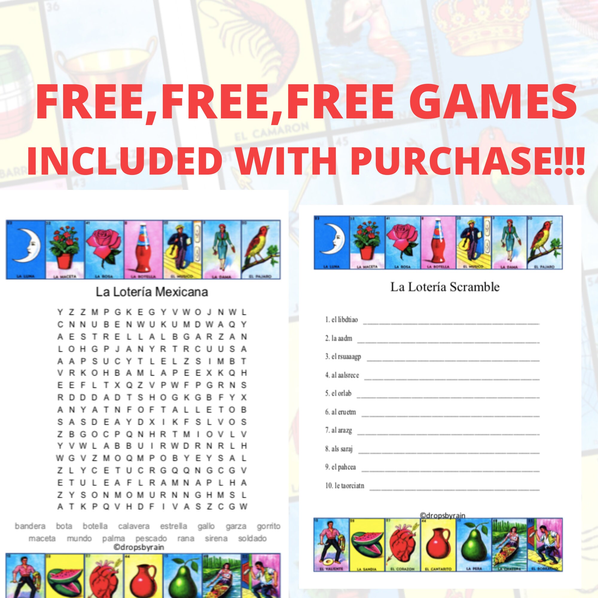 30 Loteria Cards4x4 Game Boards Digital File Instant | Etsy