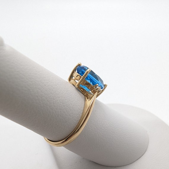 14K Yellow Gold Oval 3CT Swiss Blue Topaz and Dia… - image 8