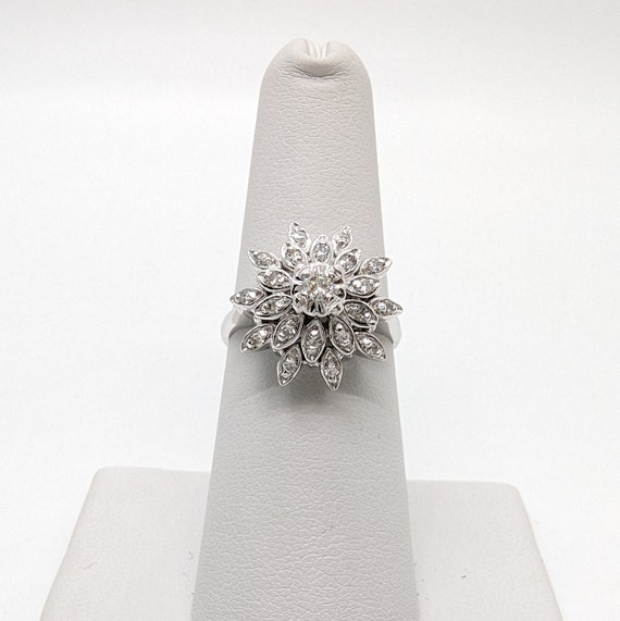 14k White Gold 1/6 TCW Snowflake Diamond Ring Siz… - image 6