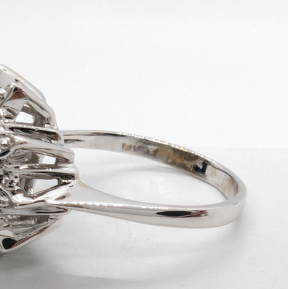14k White Gold 1/6 TCW Snowflake Diamond Ring Siz… - image 5