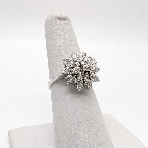 14k White Gold 1/6 TCW Snowflake Diamond Ring Siz… - image 7