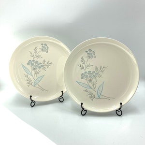 Royal Stetson Royal Maytime Dinner Plates 6 and/or Mugs Cups 4, Mid Century, Light Blue Button Flowers, Gray and Turquoise Leaves, MCM image 9