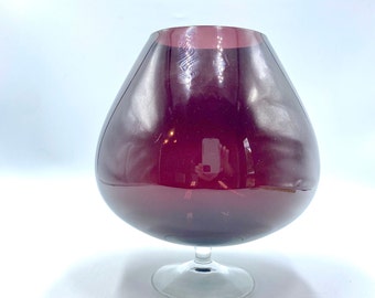 Vintage Italian Amethyst Glass Brandy Snifter, MCM Mid Century Purple Glass Vase, Retro Glassware