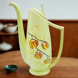 Red Wing Pottery, Lanterns Pattern, Coffee Pot, Mid Century Tea Pot, Pitcher, Vintage MCM Serving Piece, Hand Painted, Dinnerware