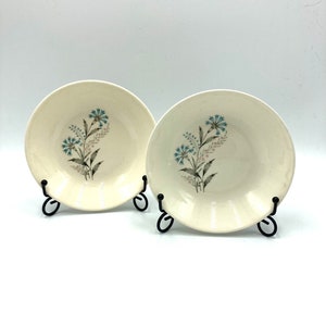 Taylor Smith Taylor Versatile Dinner Plates 2, Bowls 2, Blue Carnation Plate, Pink Gray Flower Flowers, Silver Trim, Mid Century, TST117 image 5