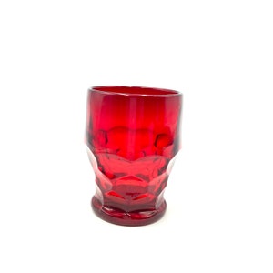 Vintage Viking Ruby Red Glass Georgian Tumbler, Honeycomb Design, Lowball Glass, Retro Glassware, Drinkware, Barware image 3