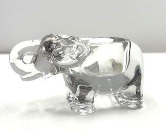 Vintage Clear Glass Elephant Votive Holder, Candleholder, Tea Light, Tealite Candle Decor