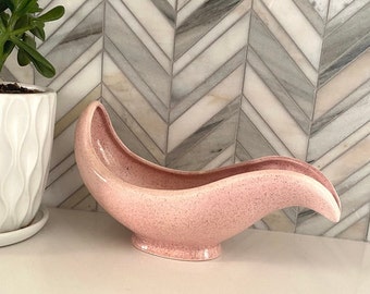 Mid Century Red Wing Speckled Pink Console Bowl, No. 1582, Vintage Pottery, Atomic Design, MCM Planter, Home Decor