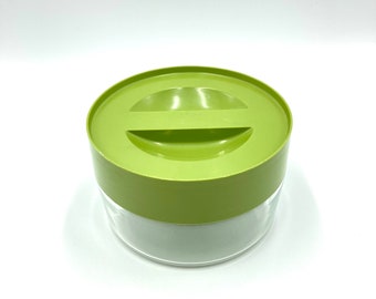 Pyrex See 'n Store Storage Container, Vintage, Avocado Green Lid with Handle, Melmac, Glass Storage Canister, Retro Kitchenware