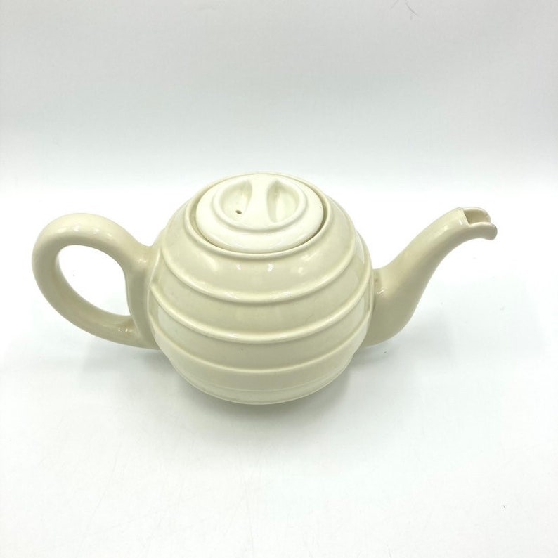 Bauscher Weiden Art Deco Teapot, D.R.P., Cream Off White, Tea Pot, Made in Germany, Vintage Mid Century Coffee Tea, Kitchenware