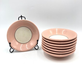 Mid Century Rouge Lamelle Buffalo China Bowls, Set of 4 Fruit, Dessert Small Bowls, Pink, Silver, Vintage Dinnerware, Restaurant Ware, Retro