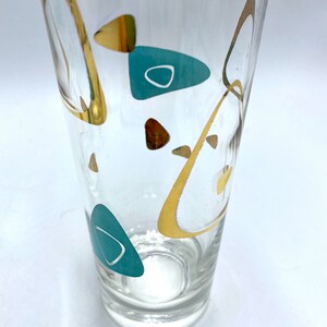 Federal Glass MCM Boomerang Capri Glasses, One 1 Water Tumbler, Turquoise Blue & Gold Drinkware, Barware Iced Tea Glasses are Sold: image 10
