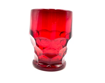 Vintage Viking Ruby Red Glass Georgian Tumbler, Honeycomb Design, Lowball Glass, Retro Glassware, Drinkware, Barware