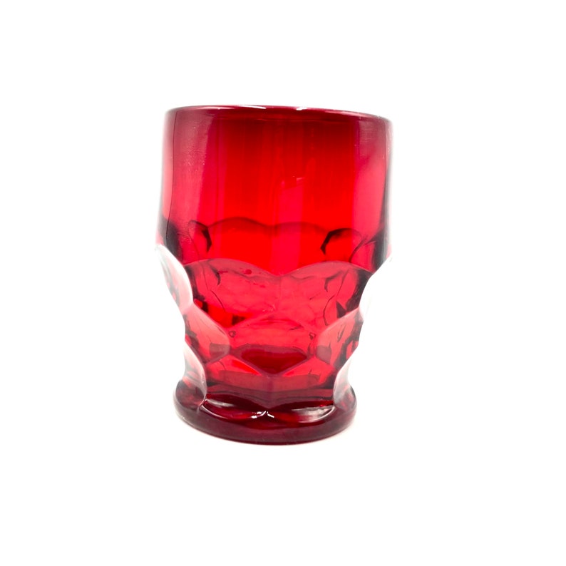 Vintage Viking Ruby Red Glass Georgian Tumbler, Honeycomb Design, Lowball Glass, Retro Glassware, Drinkware, Barware image 1