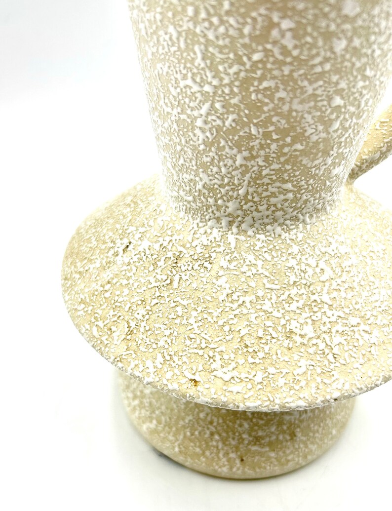 MCM Califorina Original Pottery Splatter Atomic Vase Pitcher, White, Cream, Ceramic Spatter Speckled Mid-Century Vintage Retro Pottery image 2