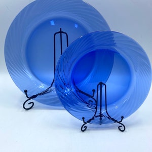 Pyrex Glass Cobalt Blue Festiva Glass Swirl Salad Plates (Set of 2), Nos. 7 and 10, Glass Plate, Vintage Glassware (Dinner Plates SOLD OUT)