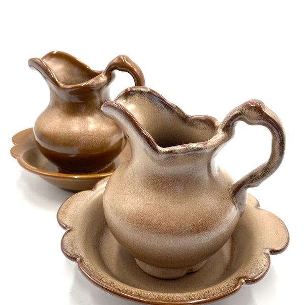 FRANKOMA Plainsman Brown Pitcher and Bowl Set, 30A, 30B, Small  Brown Satin Pitcher, Vintage Pottery, Western, Southwest, ONE set available