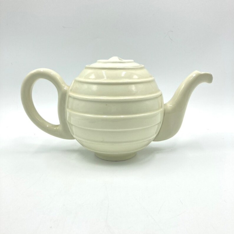 Bauscher Weiden Art Deco Teapot, D.R.P., Cream Off White, Tea Pot, Made in Germany, Vintage Mid Century Coffee Tea, Kitchenware