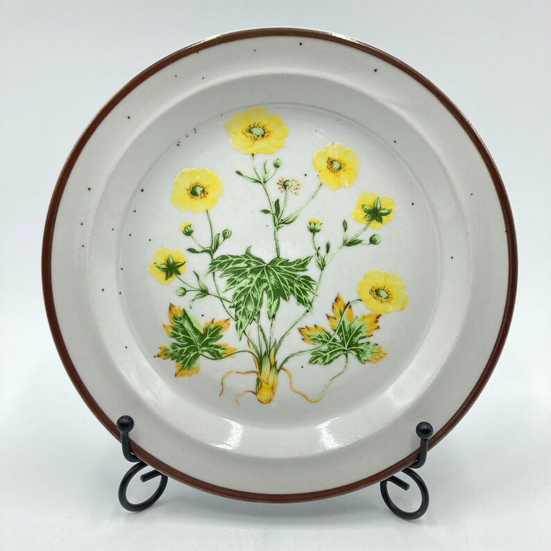 Vintage Speckled Wild Flower Mugs and Plates, Made in Japan, Buttercup, Violet, Daisy, Dandelion, Sweet Clover, 70s Retro Plate and Cup image 4