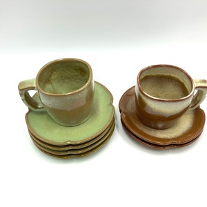Frankoma Plainsman Desert Gold Cup and Saucers, Nos. 5C, 5E, Vintage Cup, Mug, Mugs, Saucer, Pottery, Dinnerware image 5
