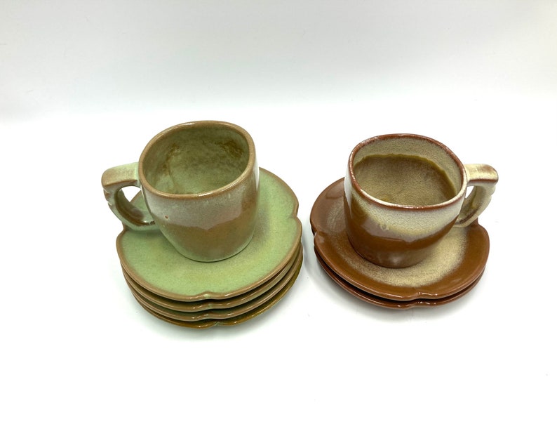 Frankoma Plainsman Desert Gold Cup and Saucers, Nos. 5C, 5E, Vintage Cup, Mug, Mugs, Saucer, Pottery, Dinnerware image 5
