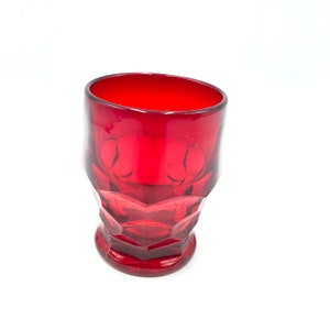 Vintage Viking Ruby Red Glass Georgian Tumbler, Honeycomb Design, Lowball Glass, Retro Glassware, Drinkware, Barware image 4