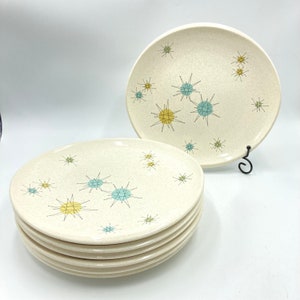 Franciscan Starburst Dinner Plates, Mid Century Atomic Plate, Yellow, Green, Blue Star, Vintage MCM Dinnerware, Sold Individually