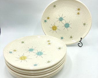 Franciscan Starburst Dinner Plates, Mid Century Atomic Plate, Yellow, Green, Blue Star, Vintage MCM Dinnerware, Sold Individually