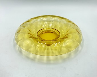 Vintage Amber Yellow Centerpiece Console Bowl with Rolled Edge and Optic Pattern, Gold Depression Glass, Glassware