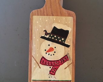 Decorative Cutting Board, Hand Painted, Snowman Cutting Board