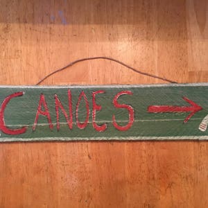 Hand Painted Wooden Canoe Sign